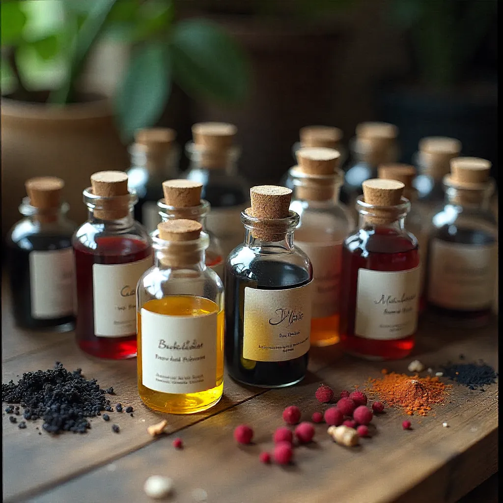 Assortment of natural dye materials and pigments