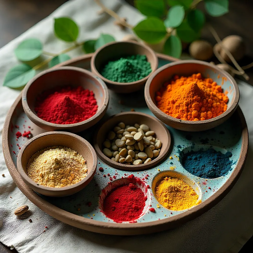 Handmade art palette with vibrant natural colors